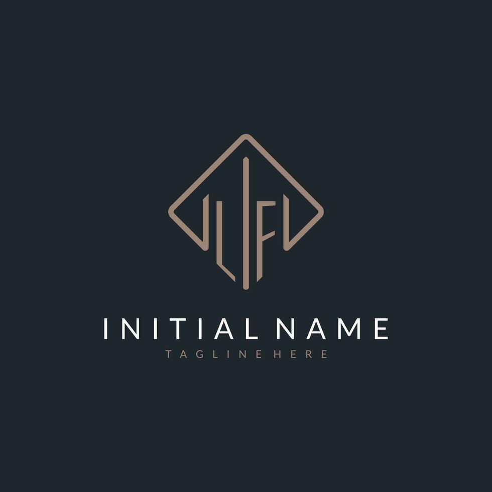 LF initial logo with curved rectangle style design vector