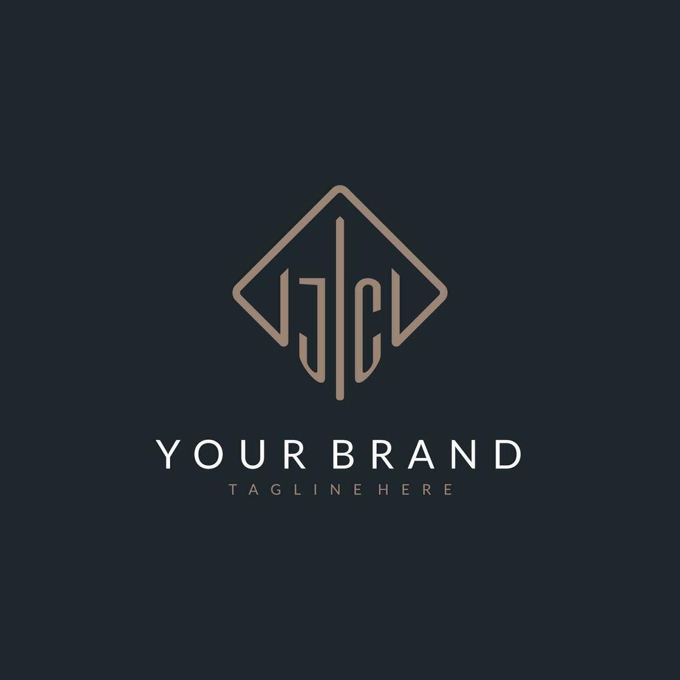 JC initial logo with curved rectangle style design vector
