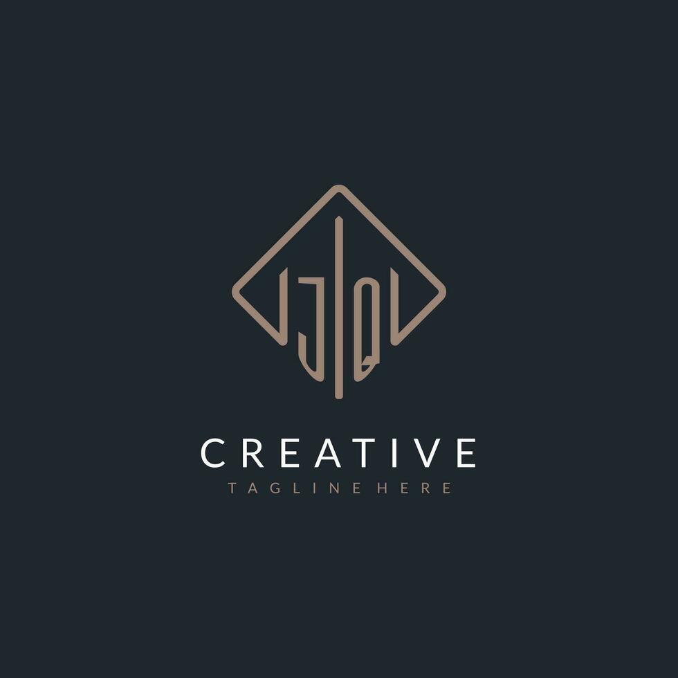 JQ initial logo with curved rectangle style design vector