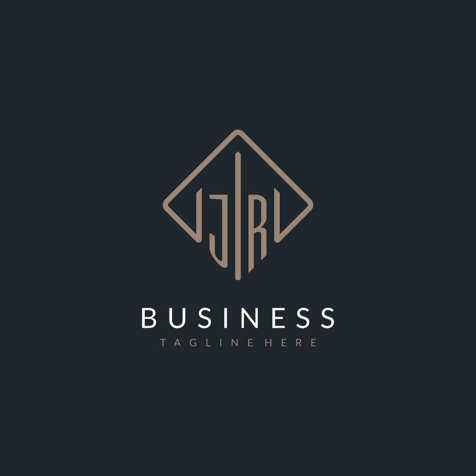 JR initial logo with curved rectangle style design vector