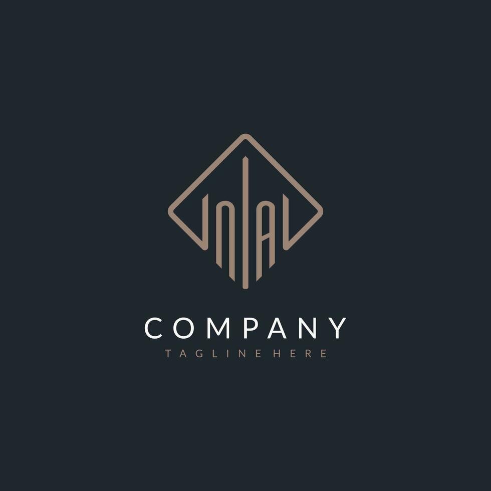 NA initial logo with curved rectangle style design vector