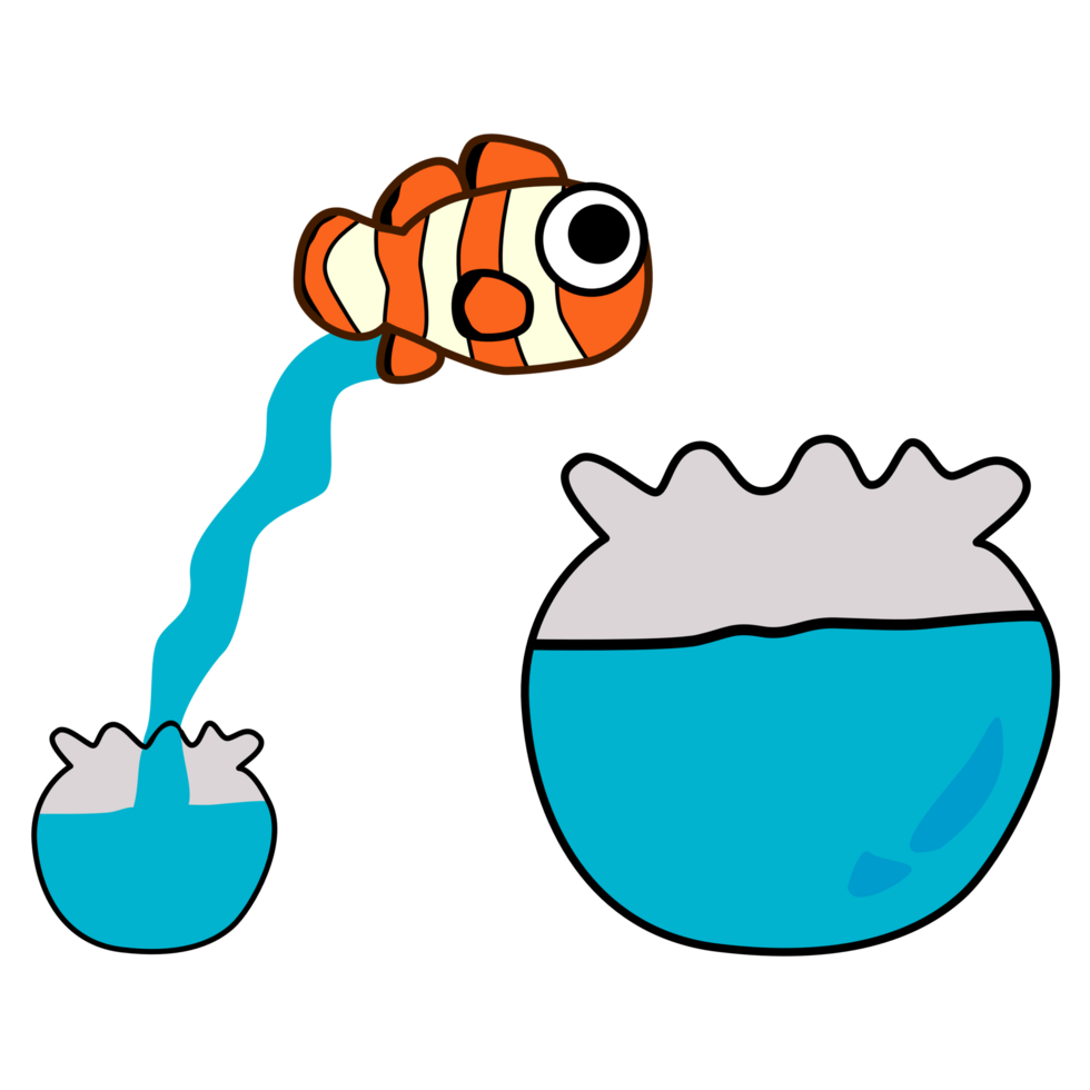 Clown Fish Jumping Out One Fishbowl To Another Aquarium 27582953 PNG clown-fish-jumping-out-one-fishbowl-to-another-aquarium-27582953-png