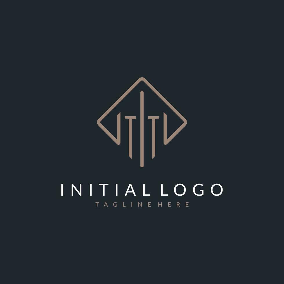 tt inicial logo con curvo rectángulo estilo diseño vector