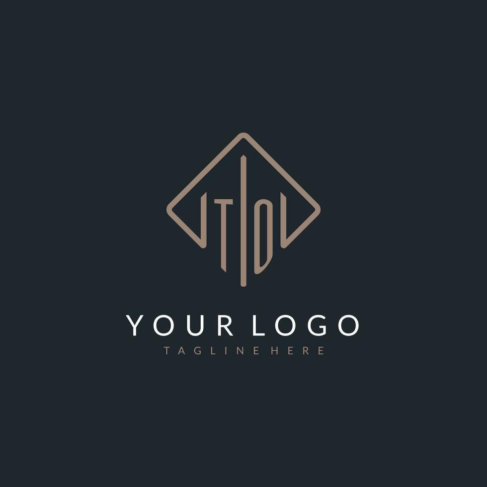 TO initial logo with curved rectangle style design vector