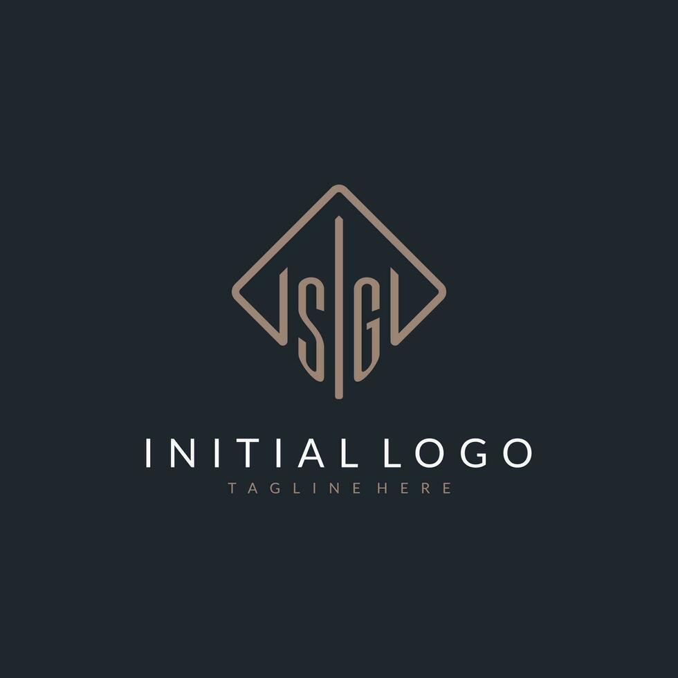 SG initial logo with curved rectangle style design vector