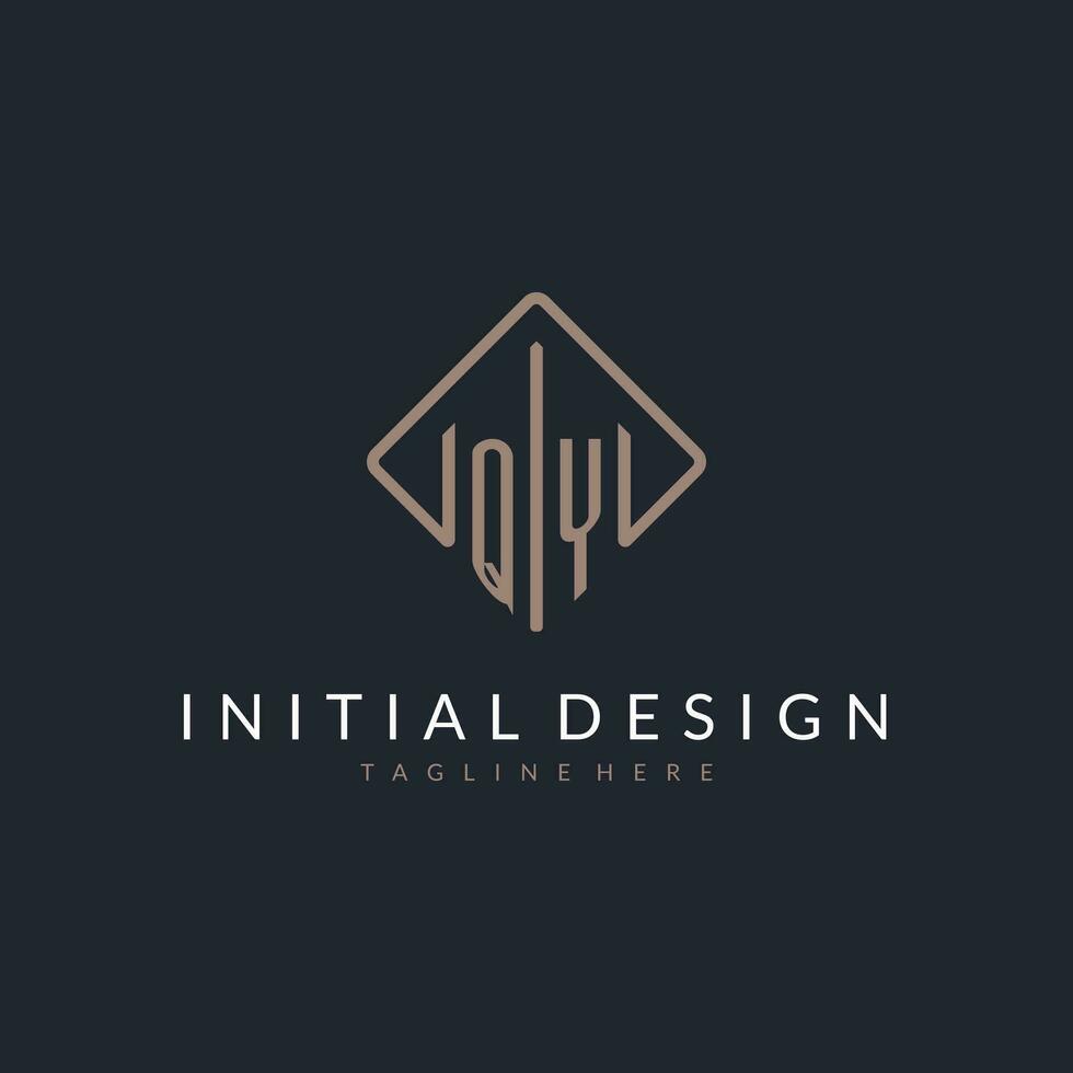 QY initial logo with curved rectangle style design vector