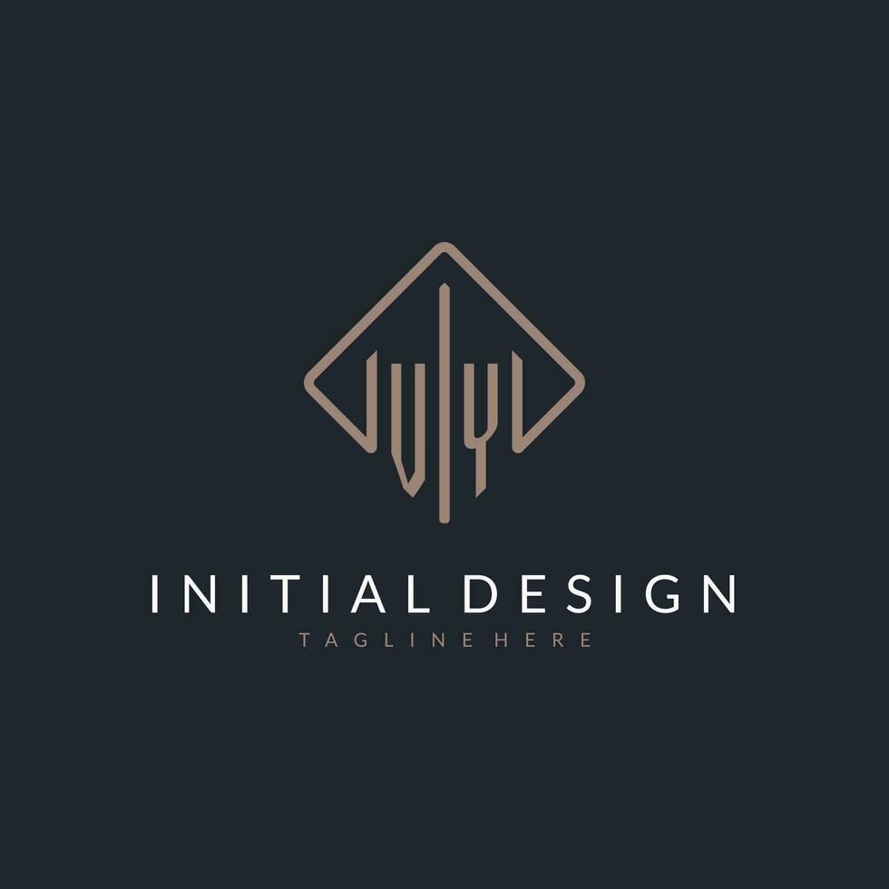 VY initial logo with curved rectangle style design vector