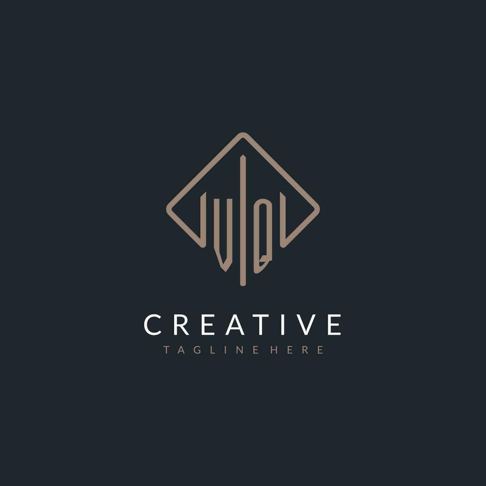 VQ initial logo with curved rectangle style design vector