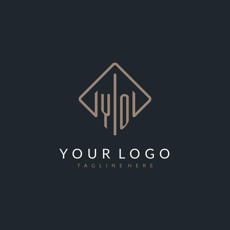 YO initial logo with curved rectangle style design vector