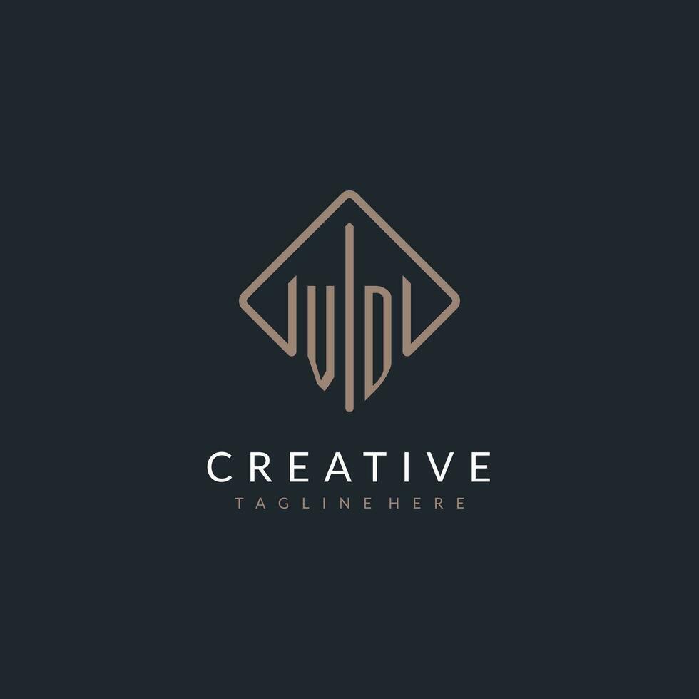 VD initial logo with curved rectangle style design vector