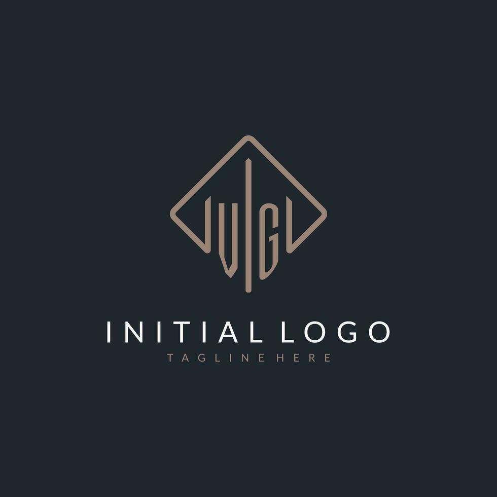 VG initial logo with curved rectangle style design vector