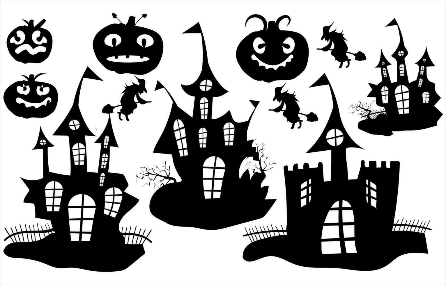 Vector halloween silhouette element collection