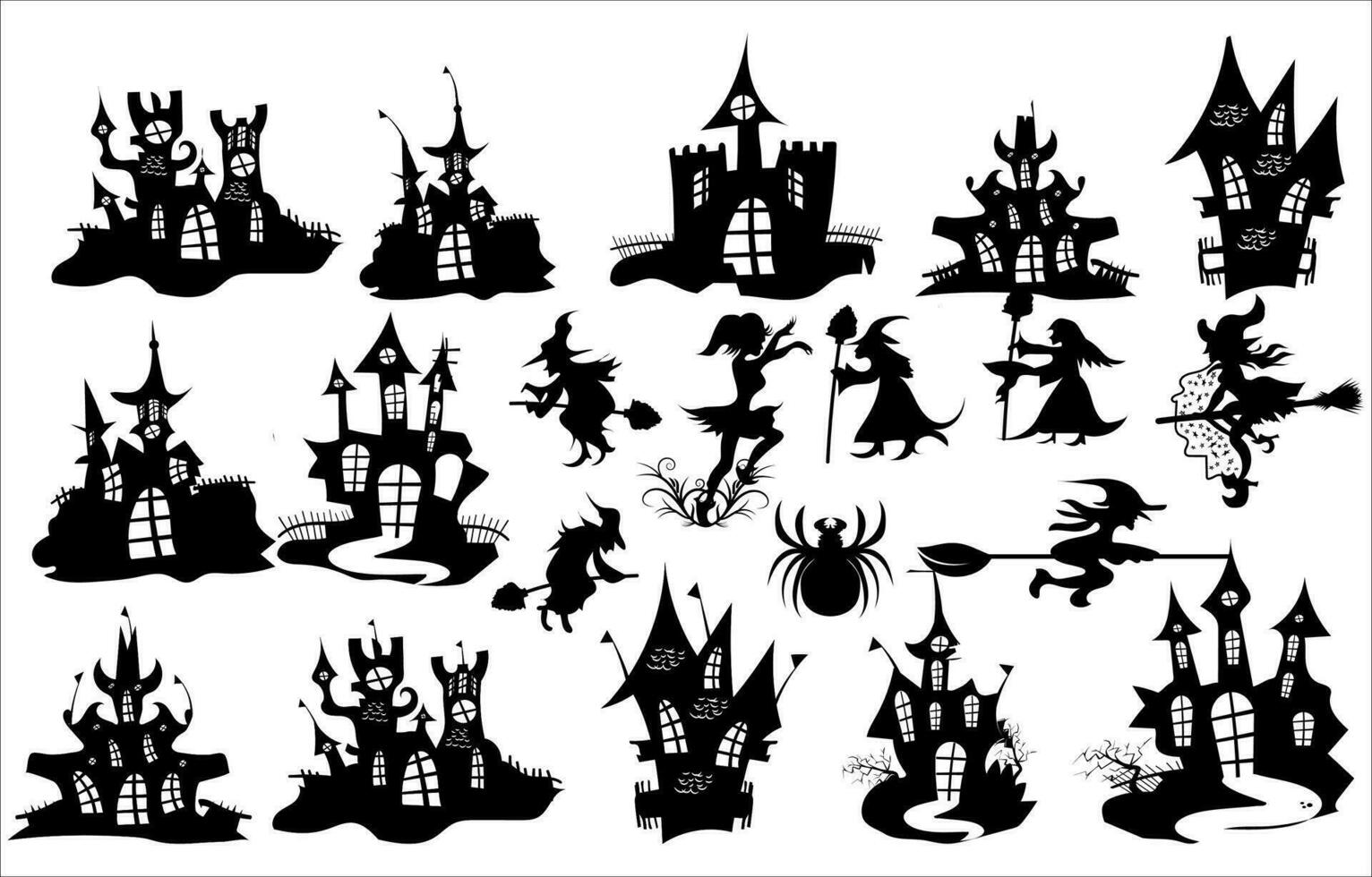 Vector halloween silhouette element collection