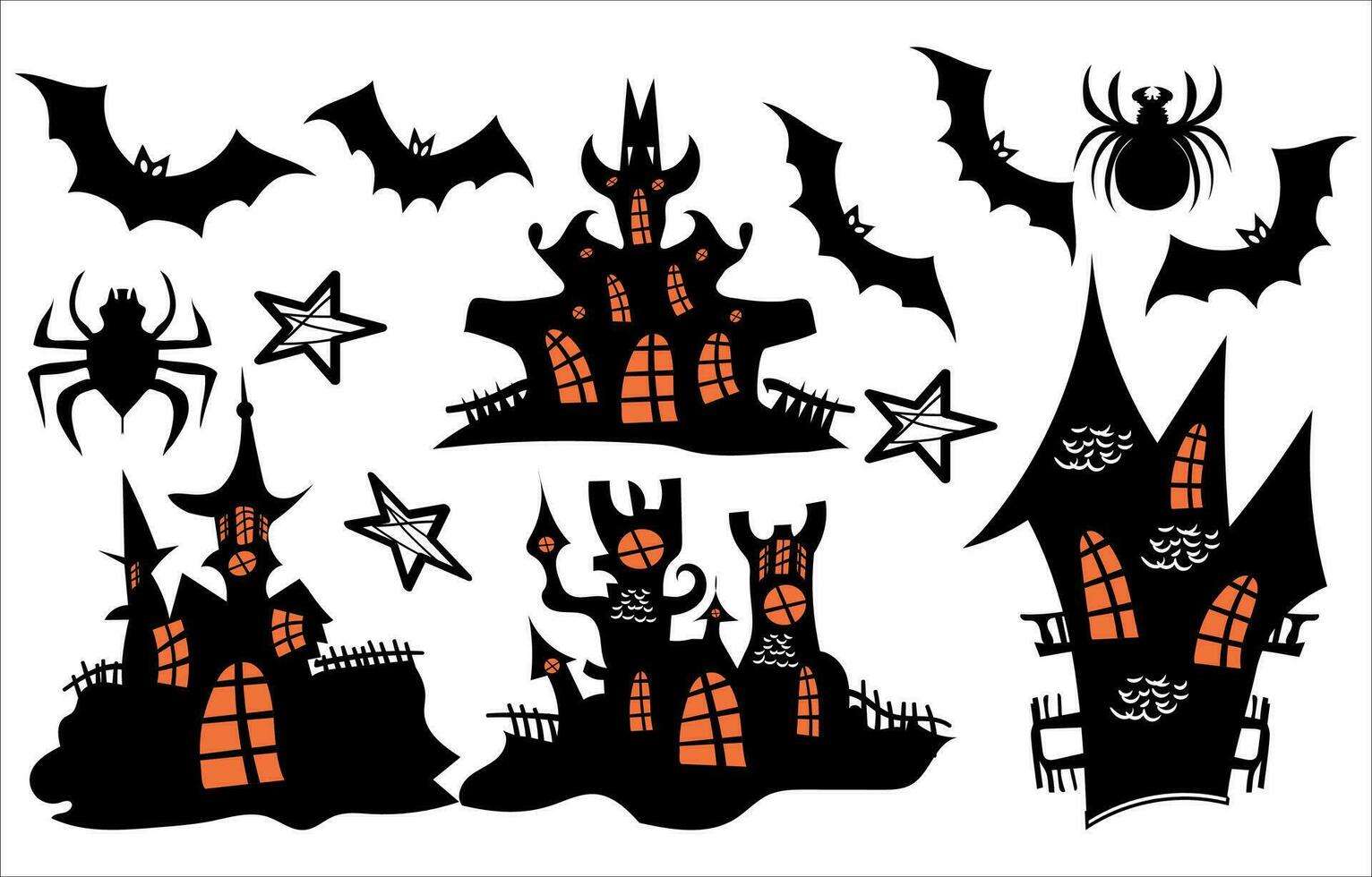Vector halloween silhouette element collection