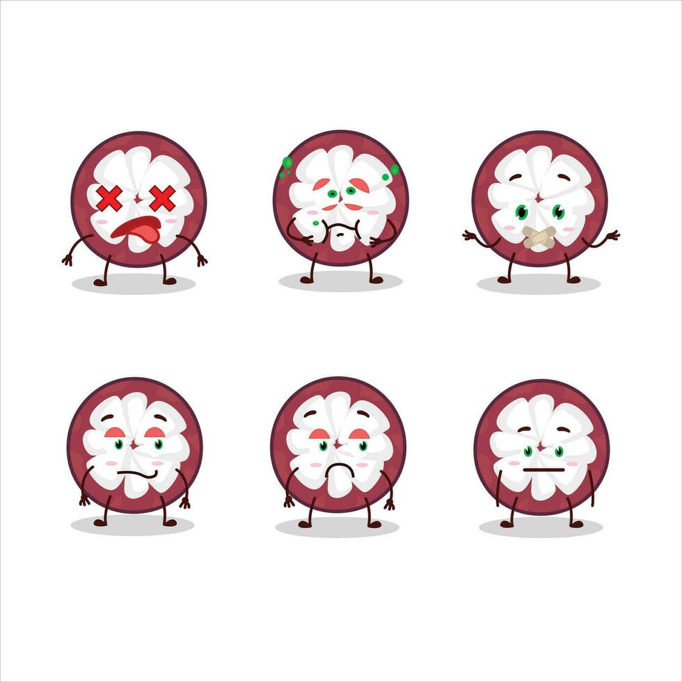 Slice of mangosteen cartoon character with nope expression vector