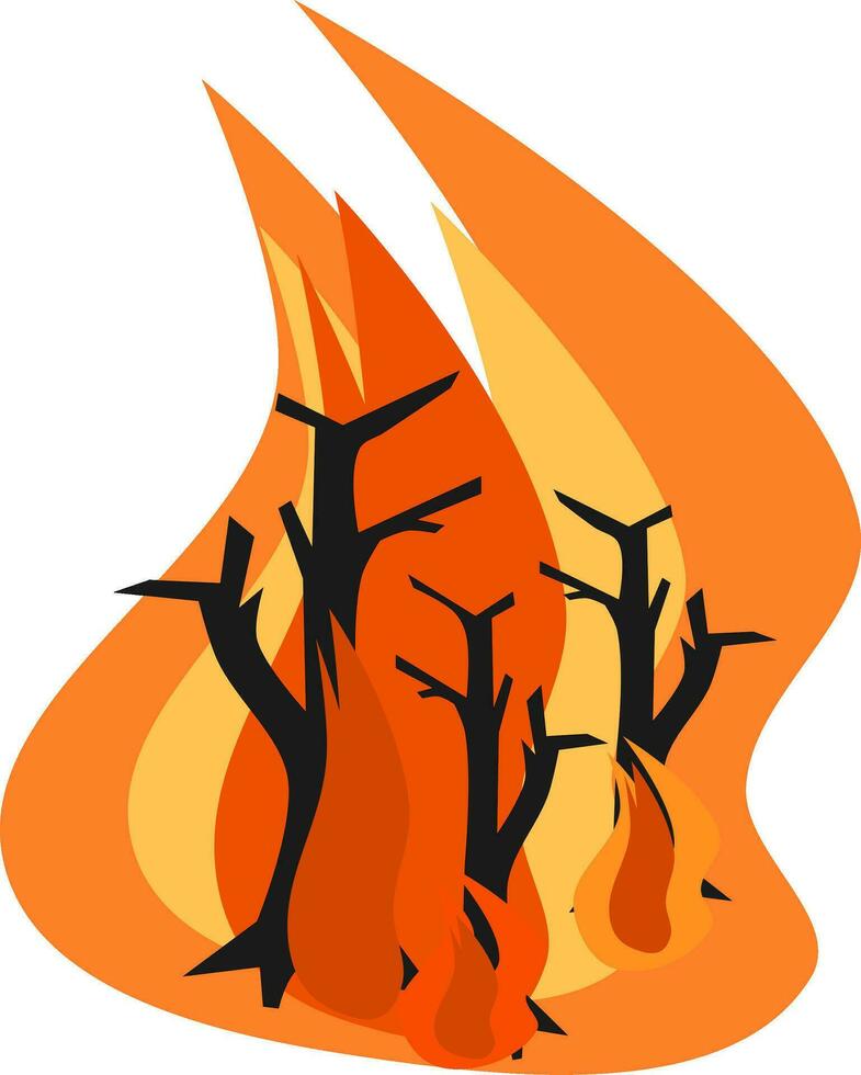 wildfire vector illustration. trees with flames.