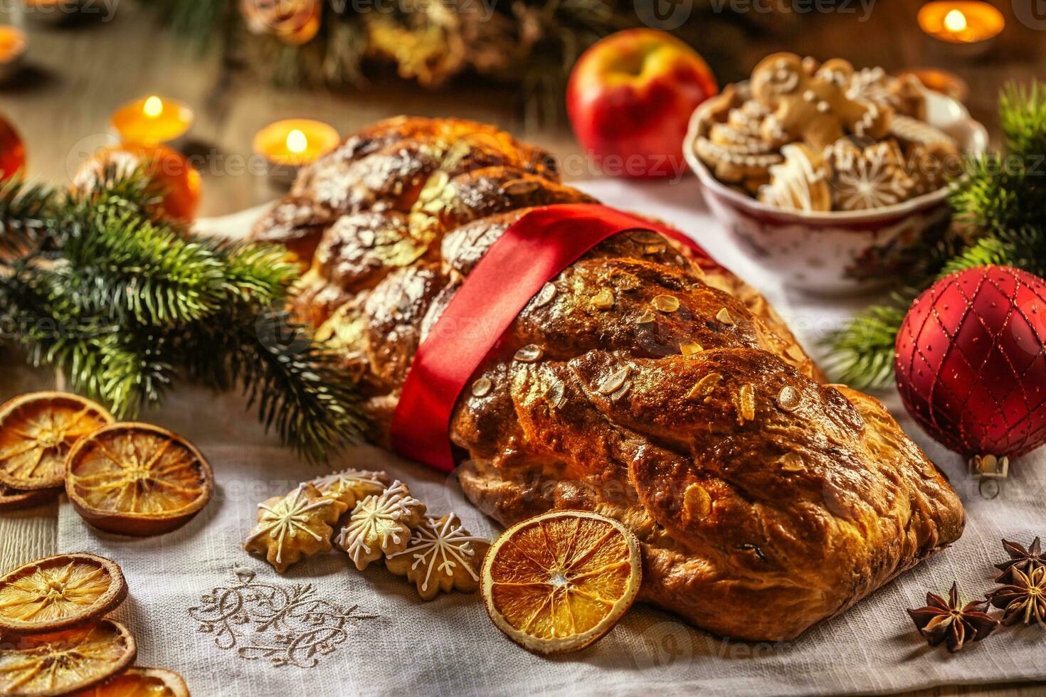 Traditional Slovak and Czech Christmas cake Vianocka - Vanocka. photo