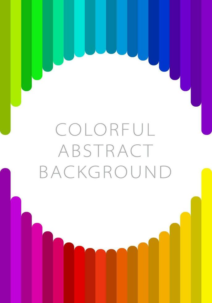 Colorful abstract background pattern. Vertical stripes, rounded ends, rainbow gradient. Template design for publication, cover, card, poster, flyer, brochure, banner, wall. Vector illustration.