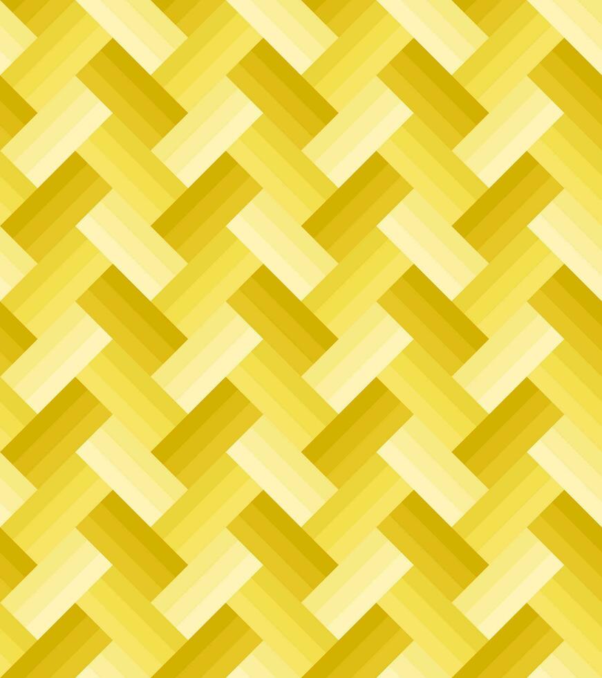 Yellow gradient rectangle pattern, three layers zigzag arrangement, seamless background. Textured design for fabric, tile, flooring, cover, poster, flyer, textile, backdrop, wall. Vector illustration.