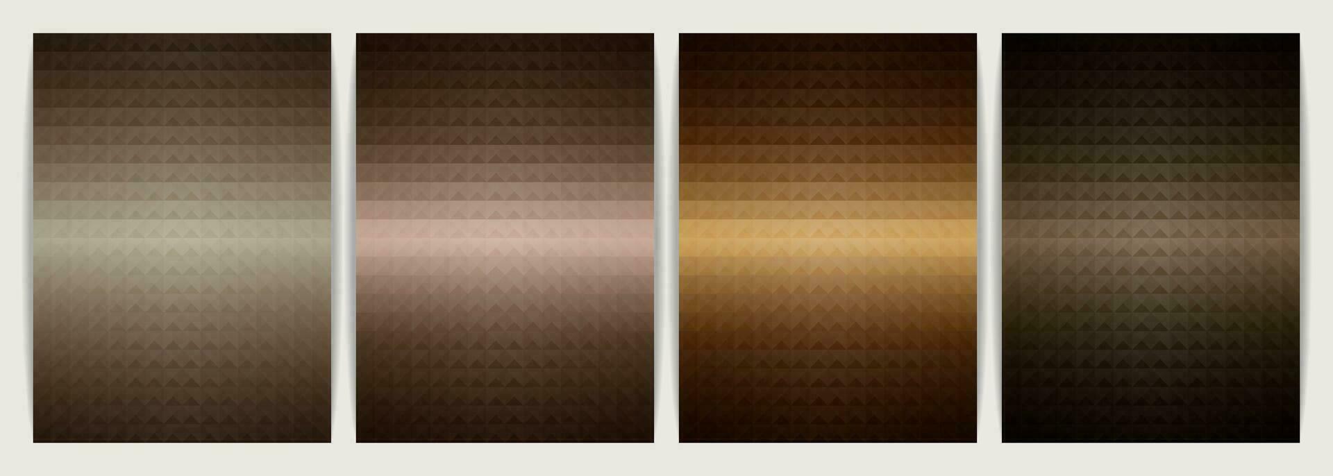 Poster design set abstract background, geometric shape triangle pyramid. Earth tone brown color design. Vector illustration.