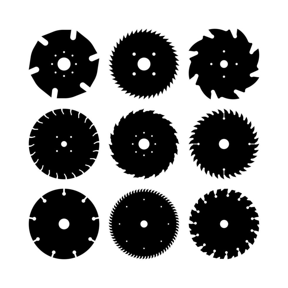 Saw blades for woodworking machine. Silhouette vector Icon saw blade