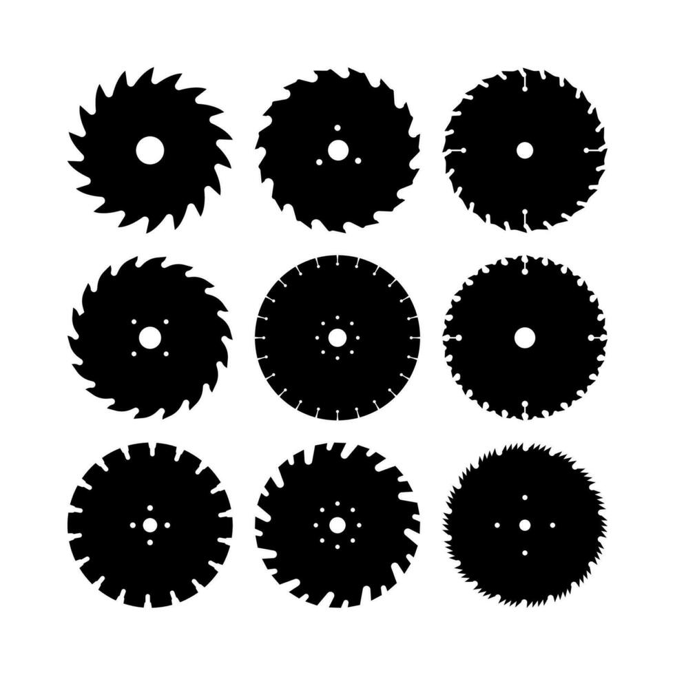 Saw blades for woodworking machine. Silhouette vector Icon saw blade.