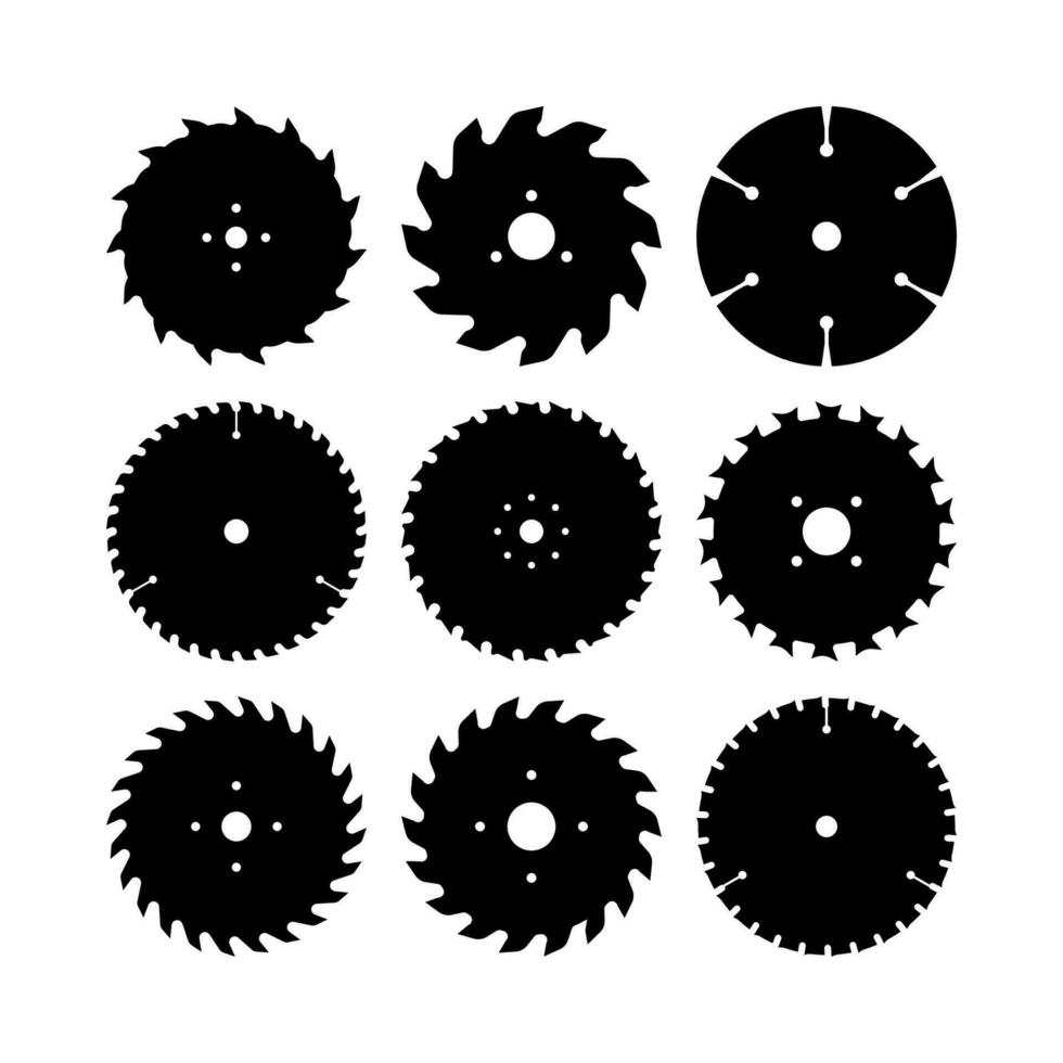 Saw blades for woodworking machine. Silhouette vector Icon saw blade.