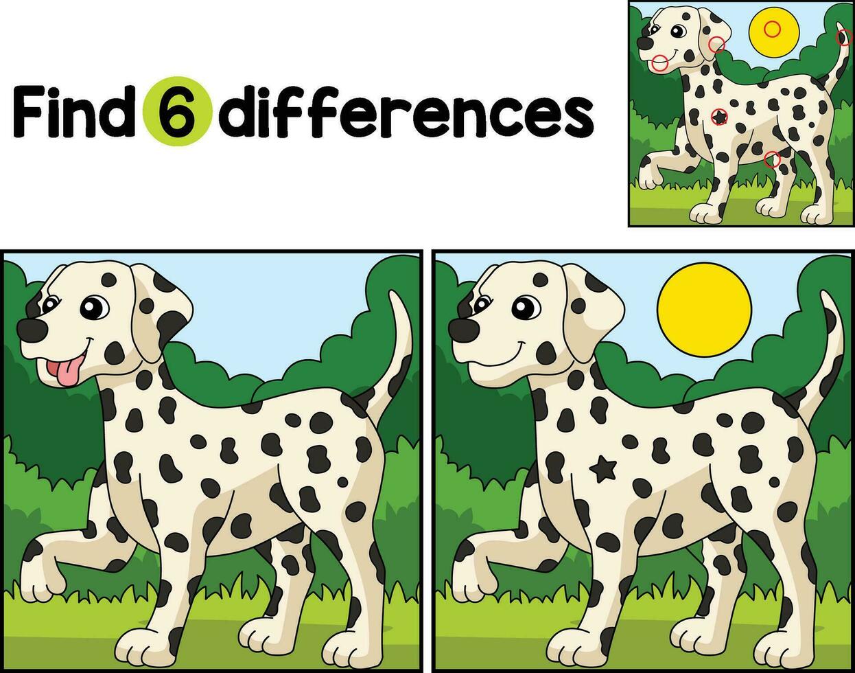 Dalmatian Dog Find The Differences vector