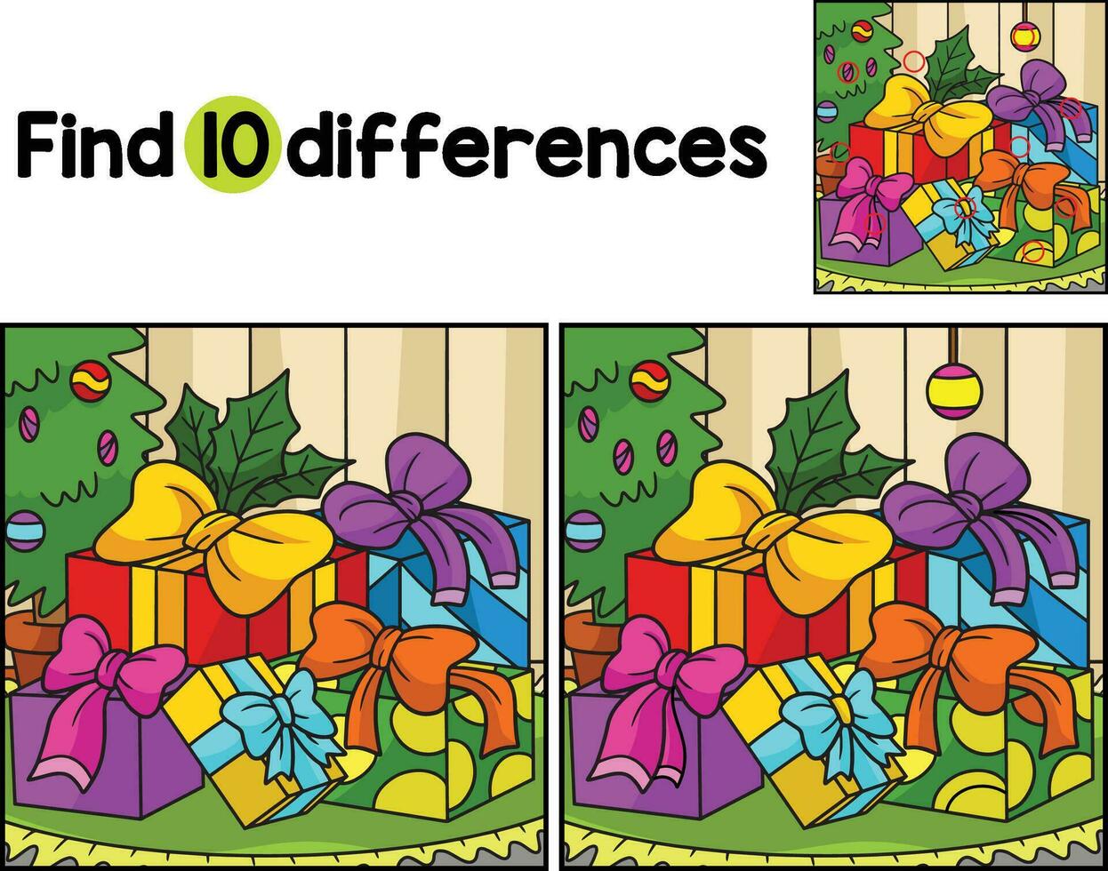 Christmas Gifts Find The Differences vector