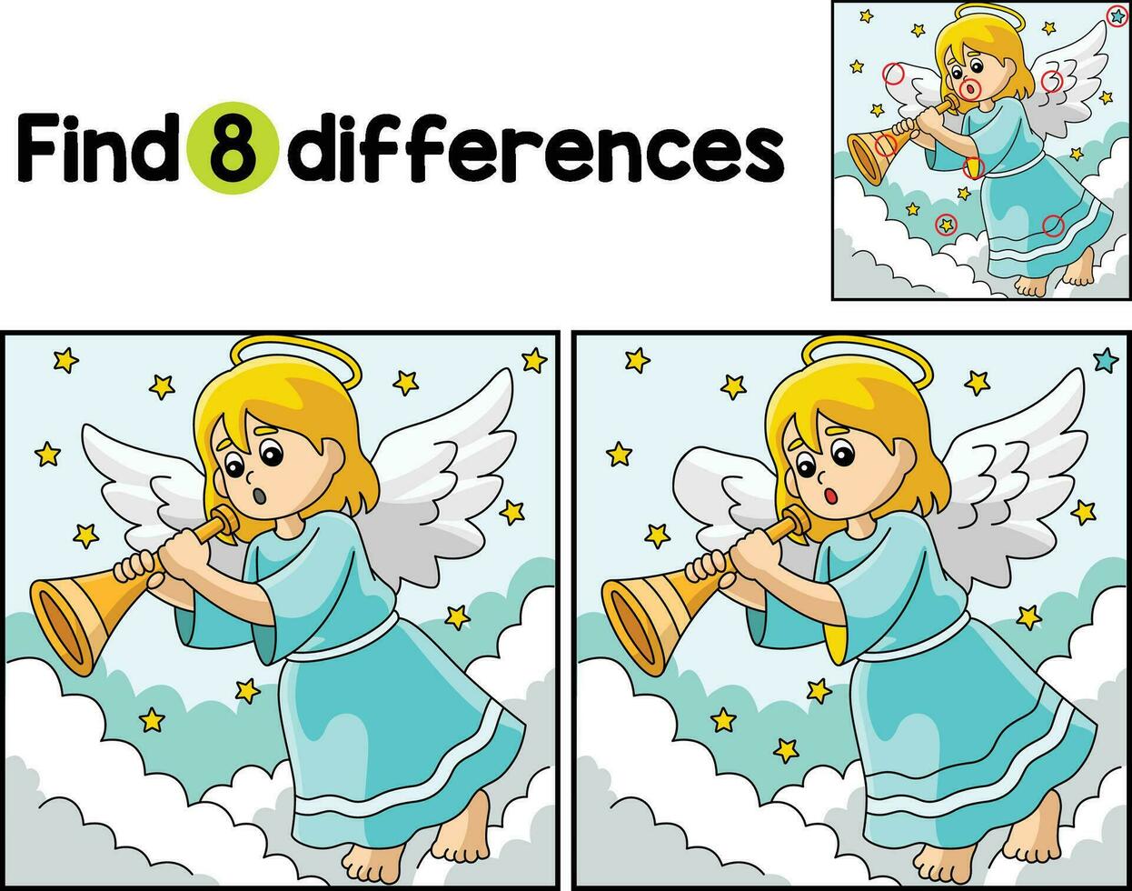 Christmas Angel Find The Differences vector
