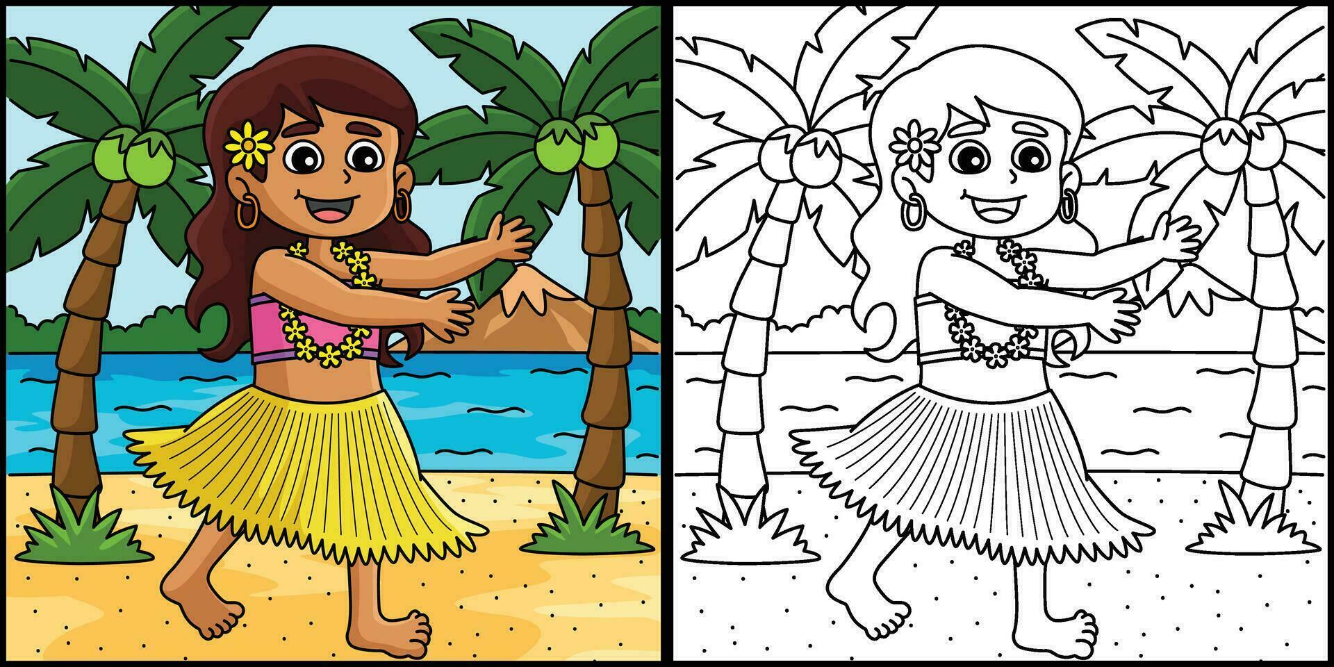 Girl doing the Hawaiian Dance Summer Illustration vector