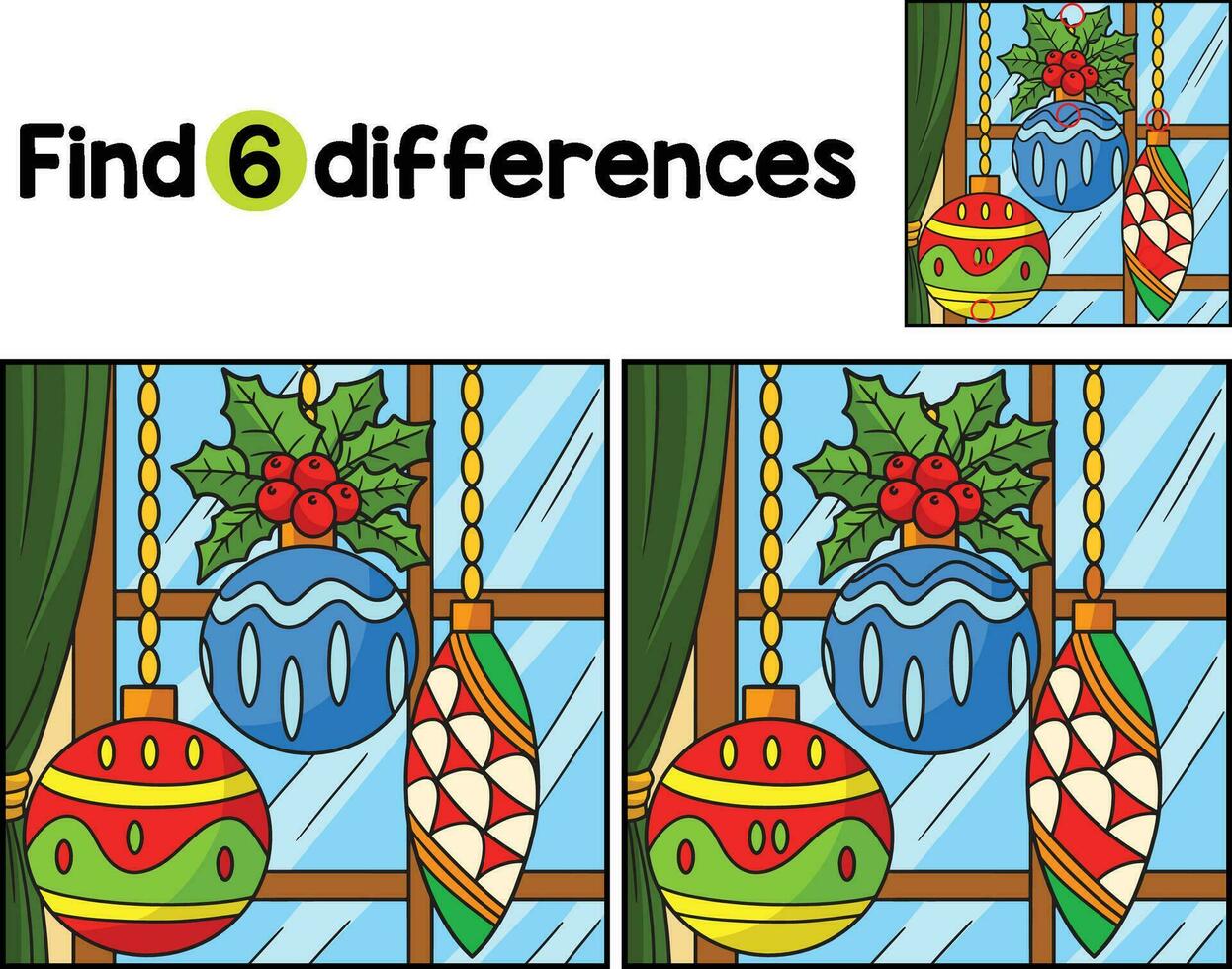 Christmas Ornament Find The Differences vector