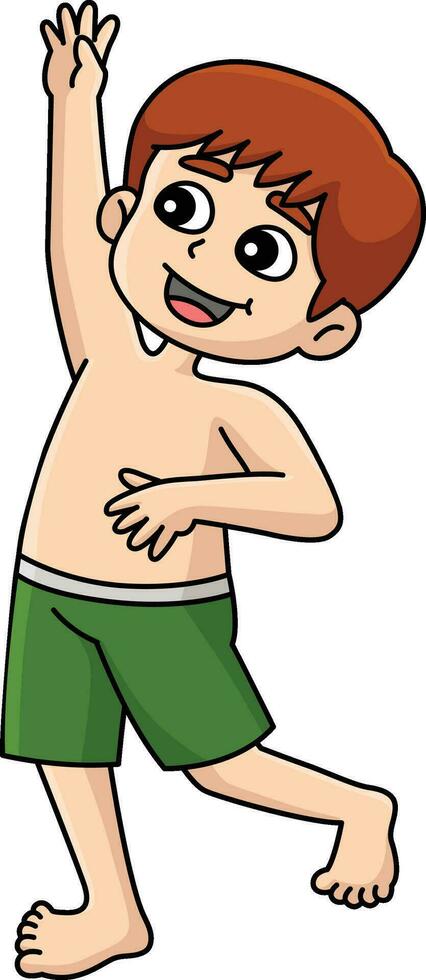 Boy Playing Cartoon Colored Clipart Illustration vector