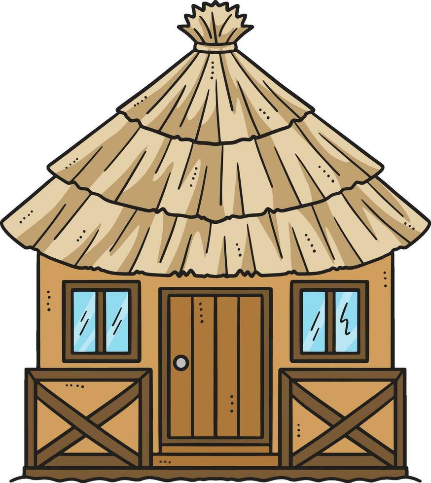 Tropical Hut Cartoon Colored Clipart Illustration vector