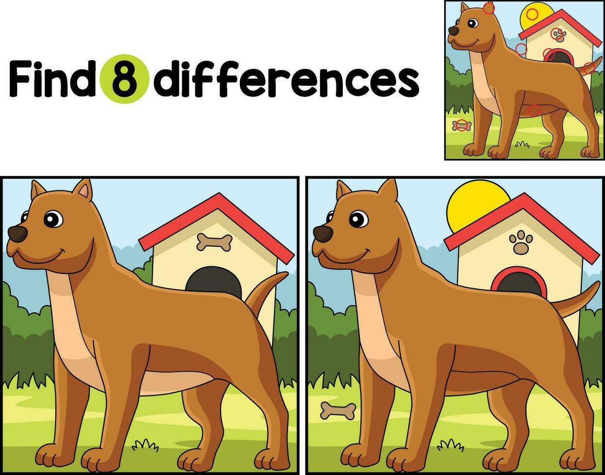Pitbull Dog Find The Differences vector