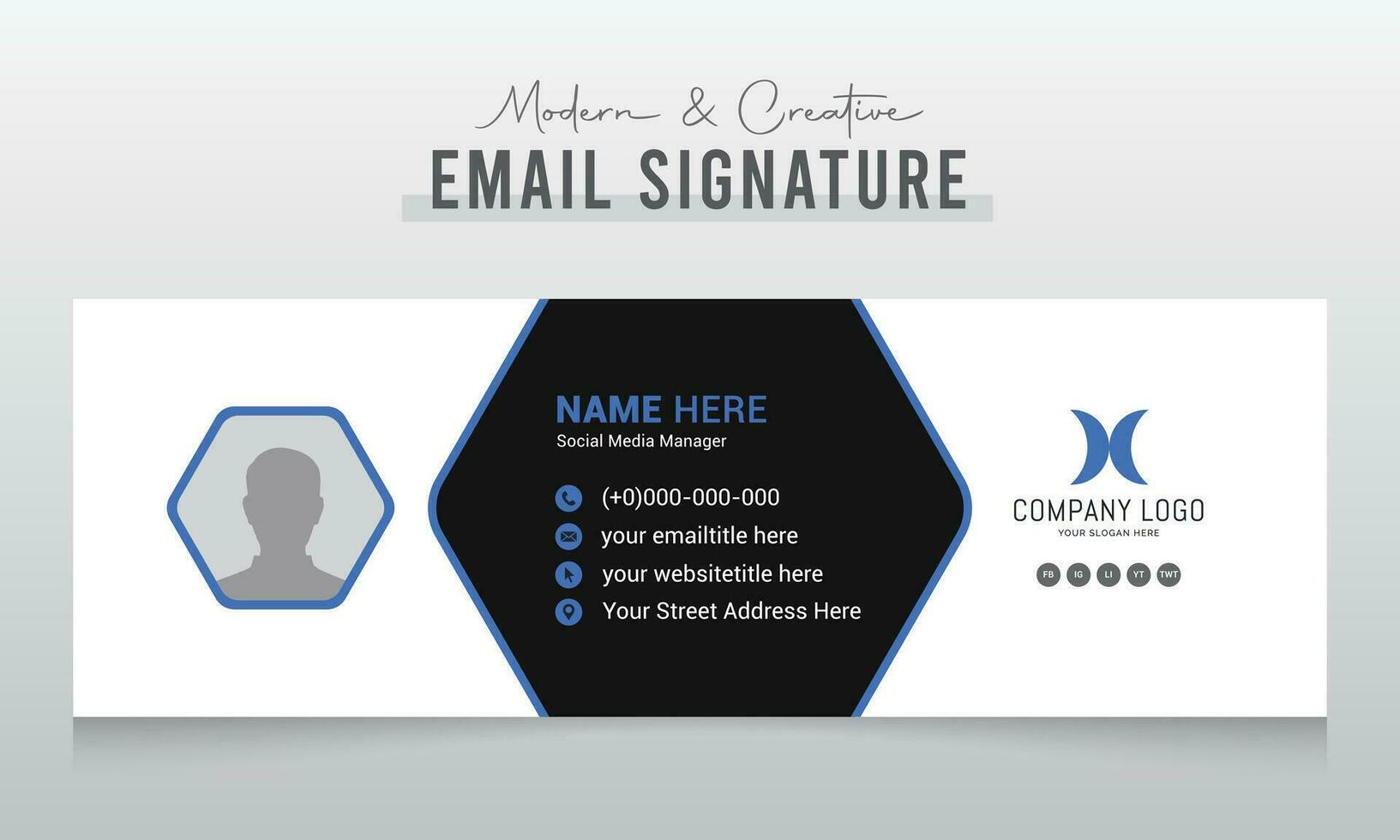Email signature template or email footer and personal social media cover design vector