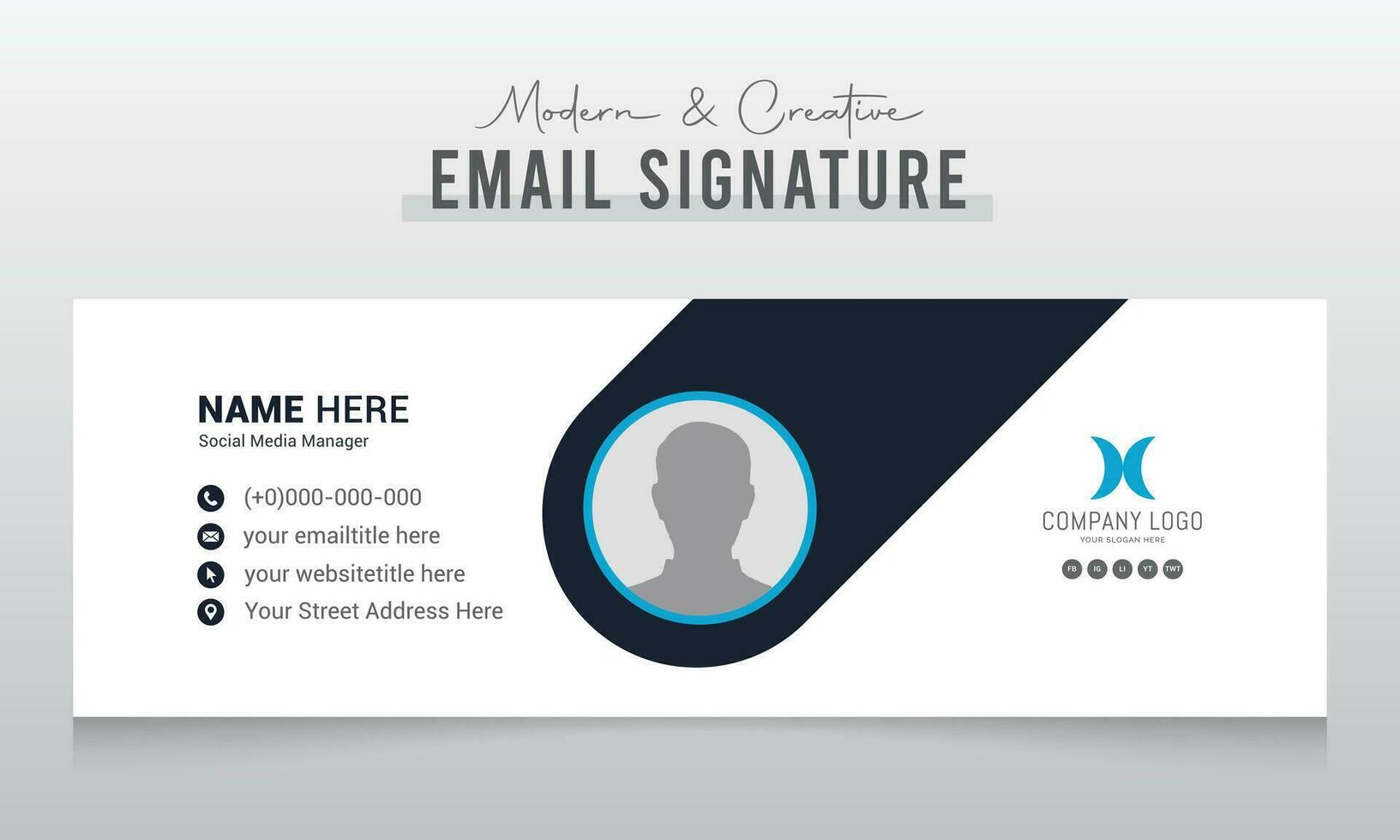 Email signature template or email footer and personal social media cover design vector