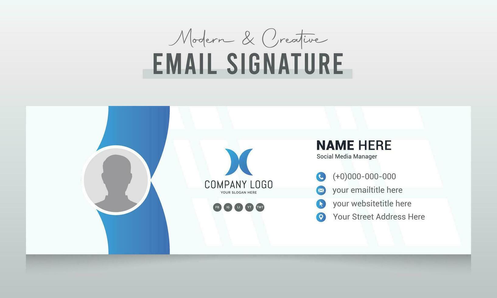 Email signature template or email footer and personal social media cover design vector