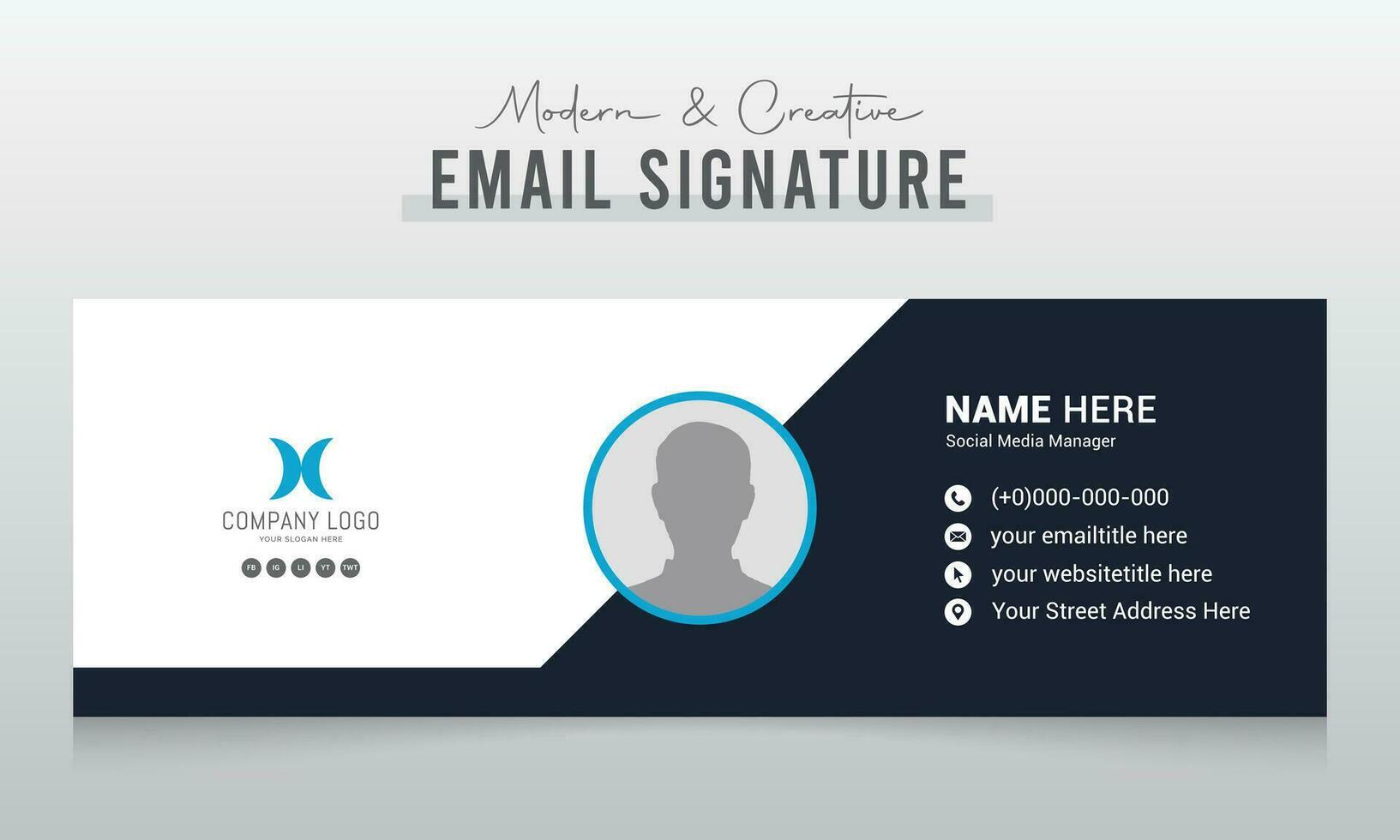 Email signature template or email footer and personal social media cover design vector