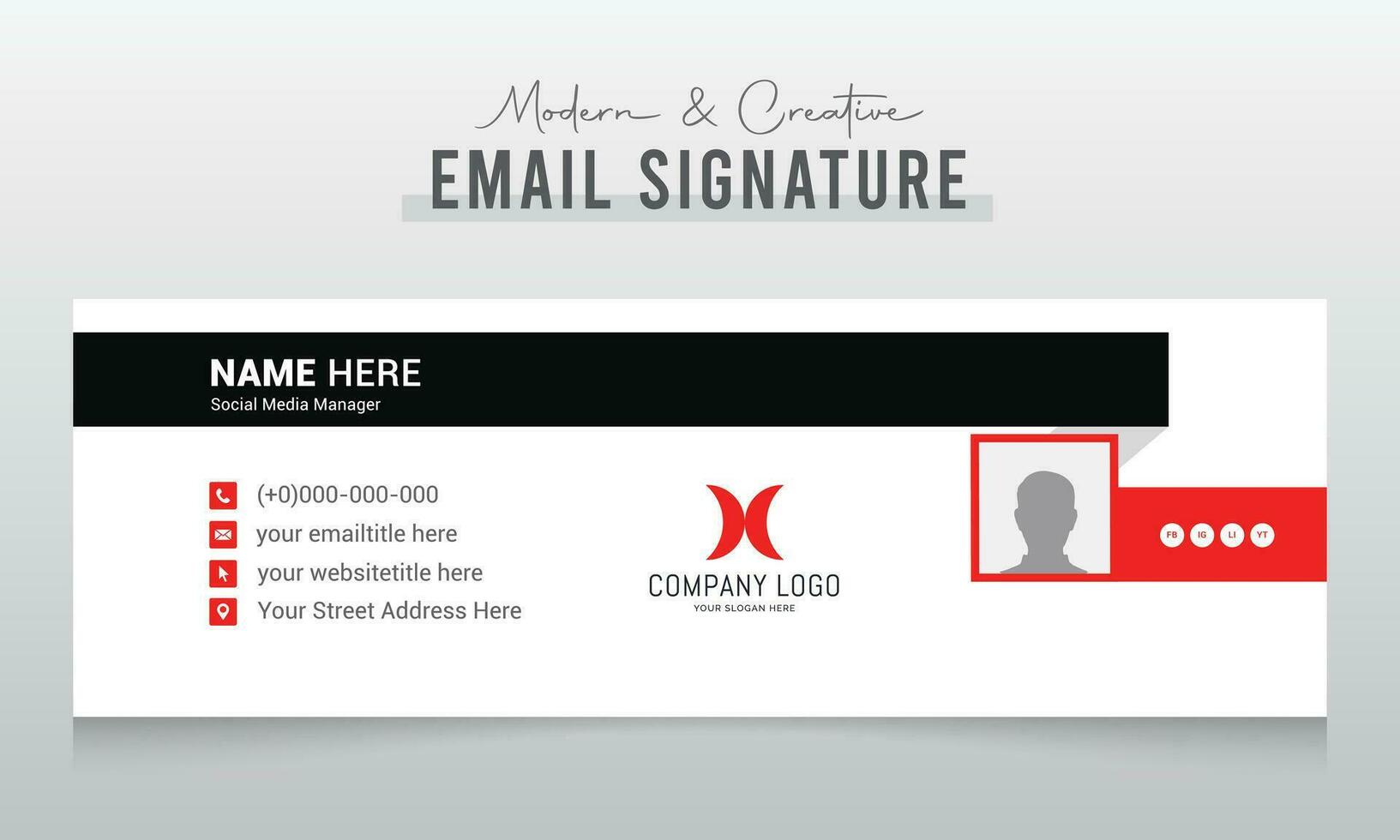 Email signature template or email footer and personal social media cover design vector