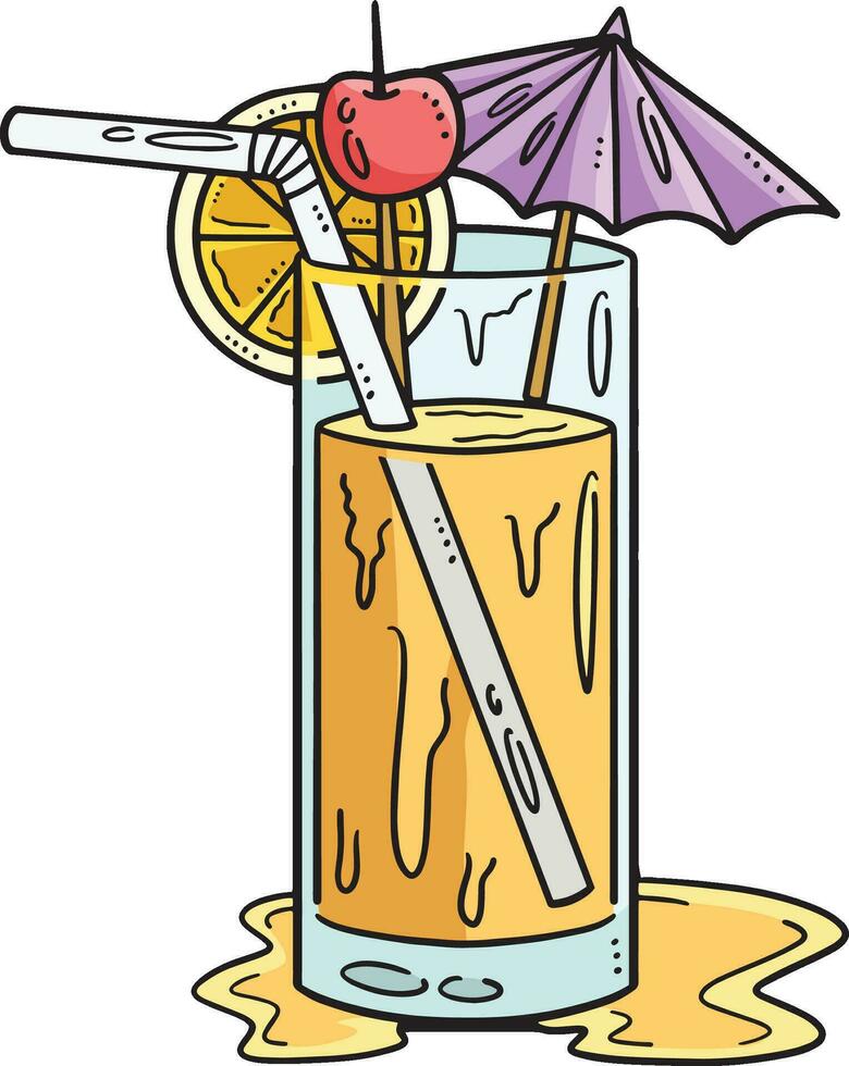 Orange Cocktail Cartoon Colored Clipart vector