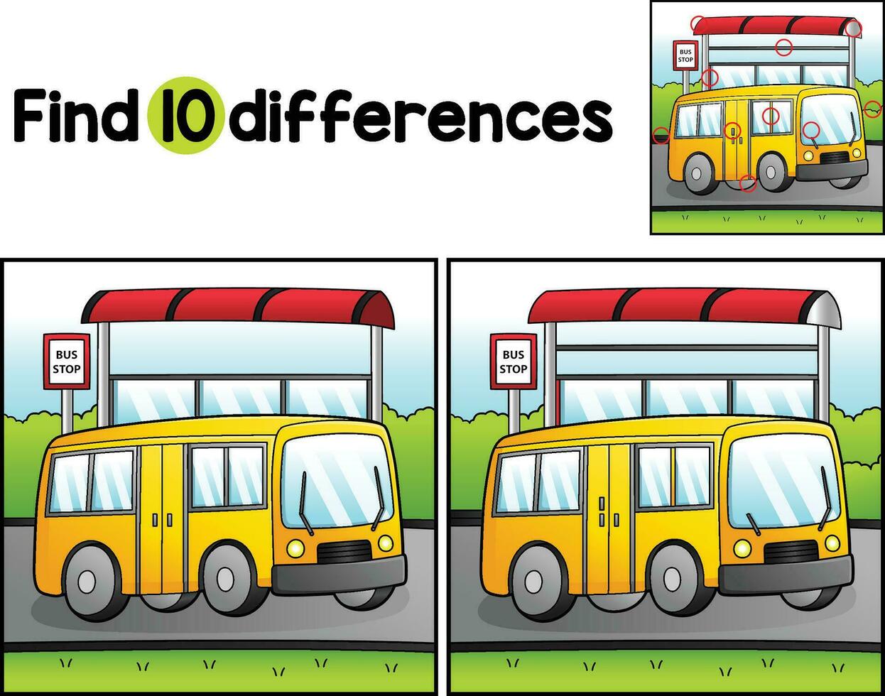 Bus Vehicle Find The Differences vector