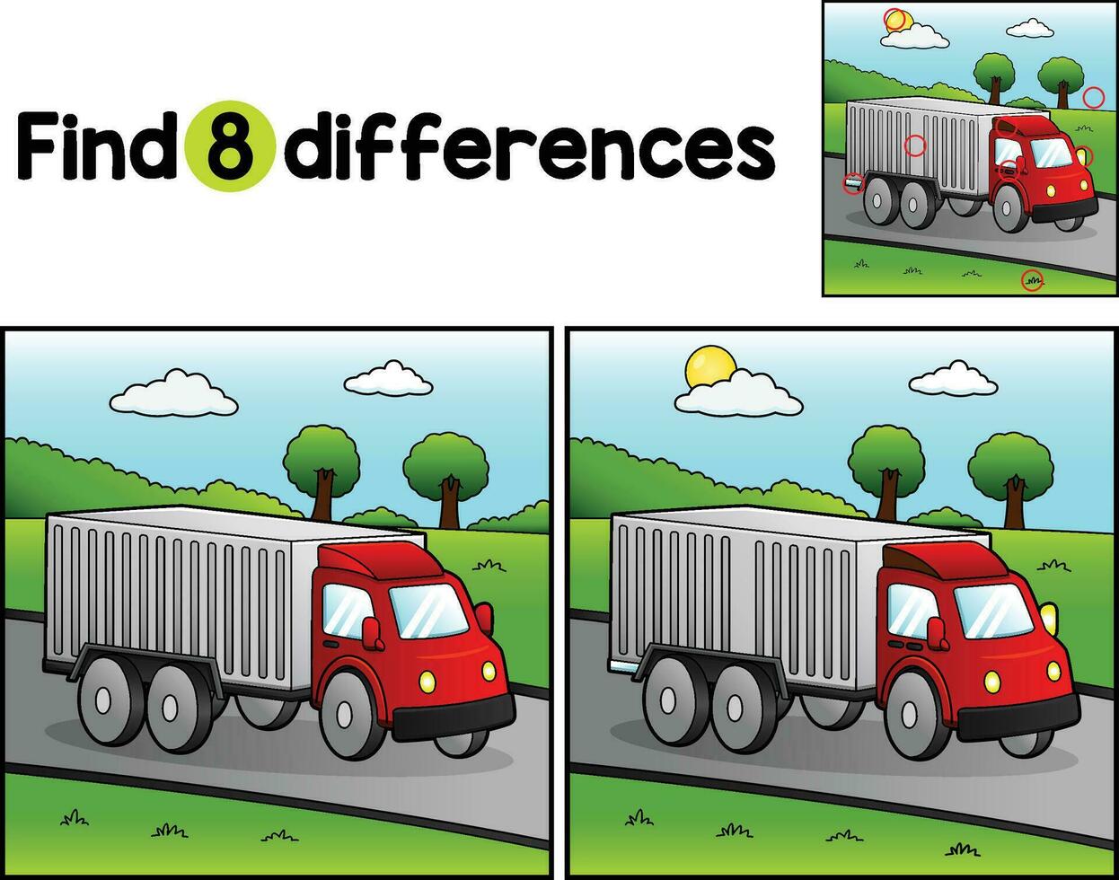 Truck Vehicle Find The Differences vector