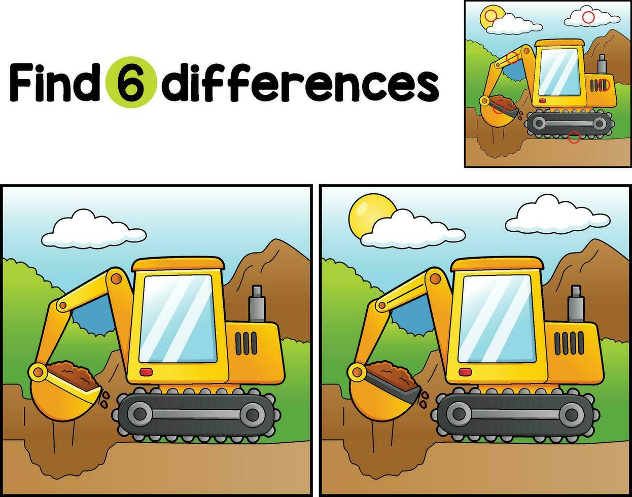 Excavator Vehicle Find The Differences vector