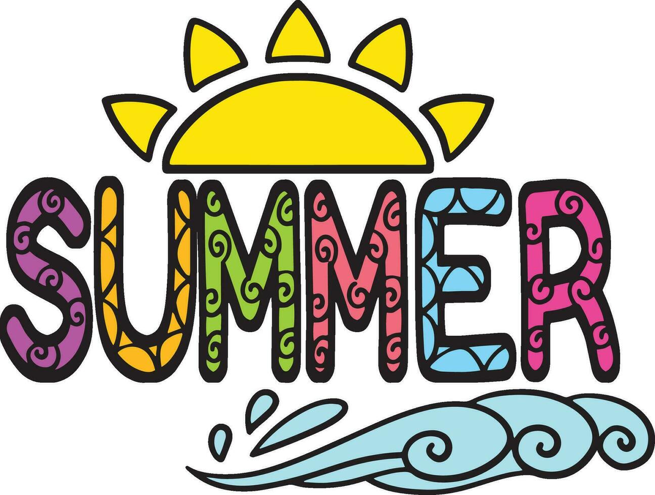 Summer Cartoon Colored Clipart Illustration vector