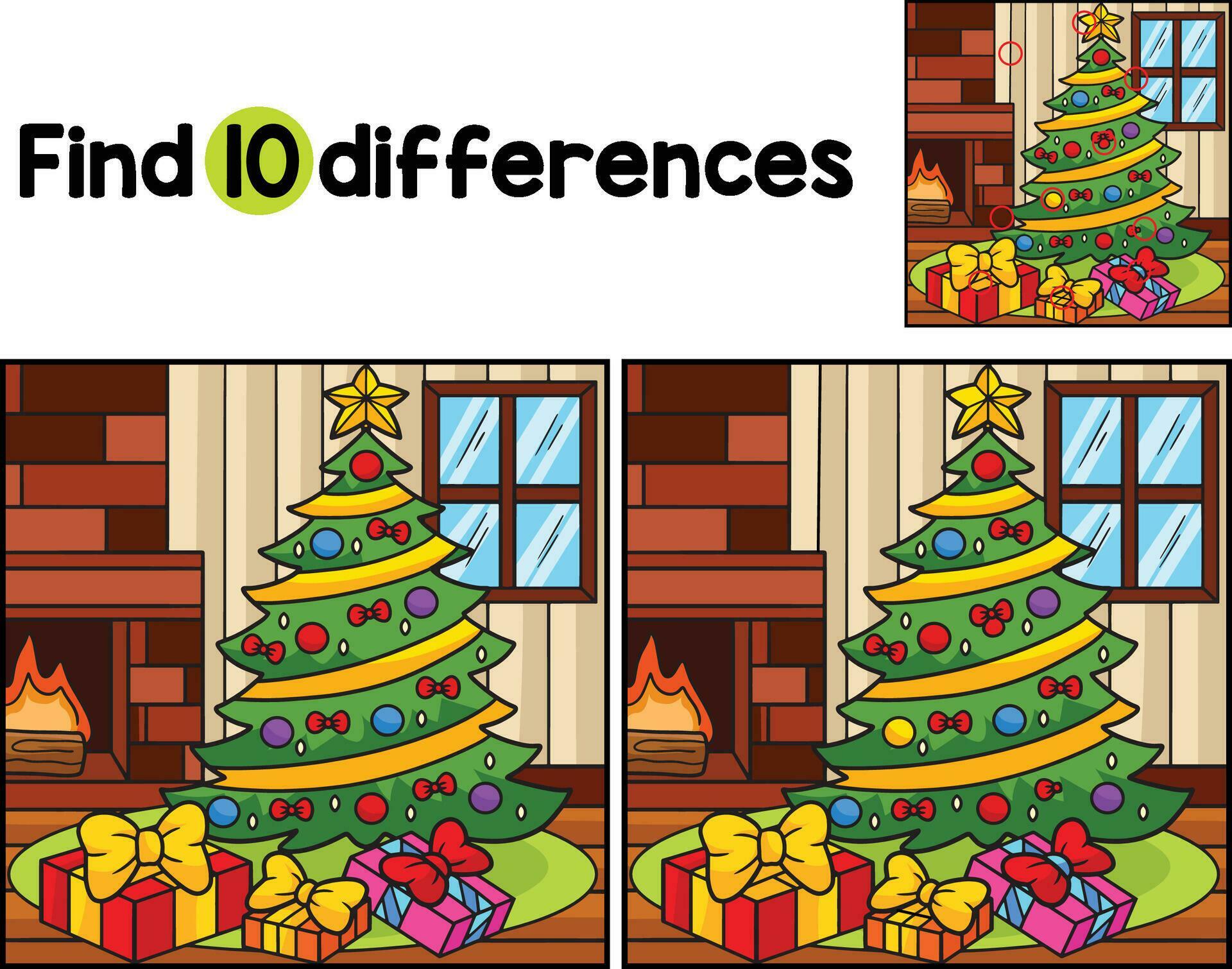 Christmas Tree with Gifts Find The Differences 27584272 Vector Art at