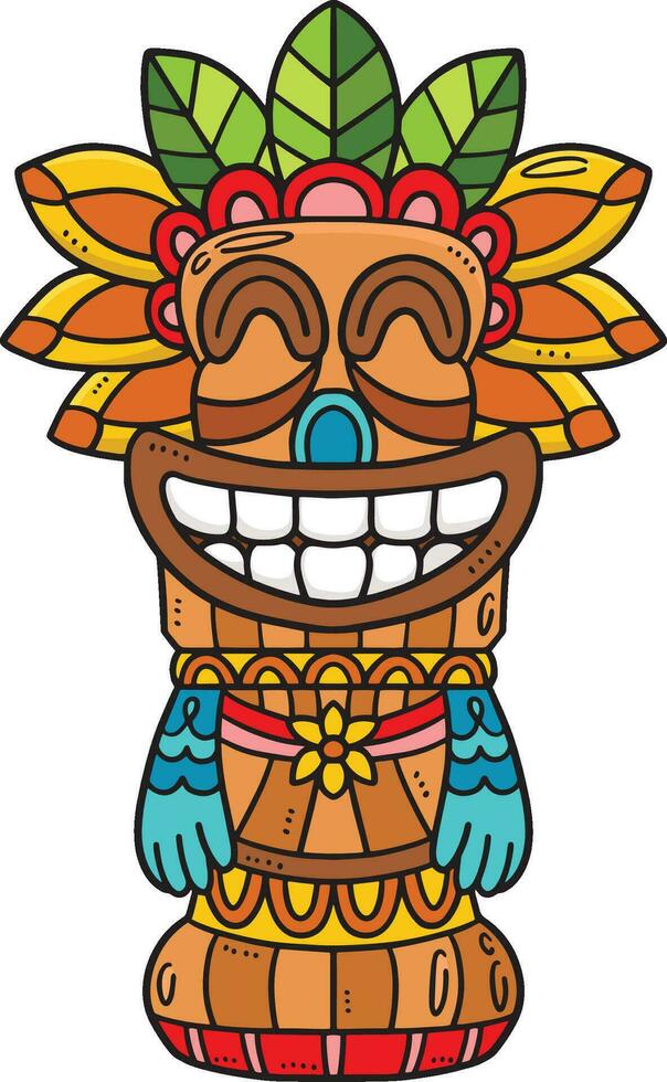 Tiki Totem Pole Cartoon Colored Clipart vector