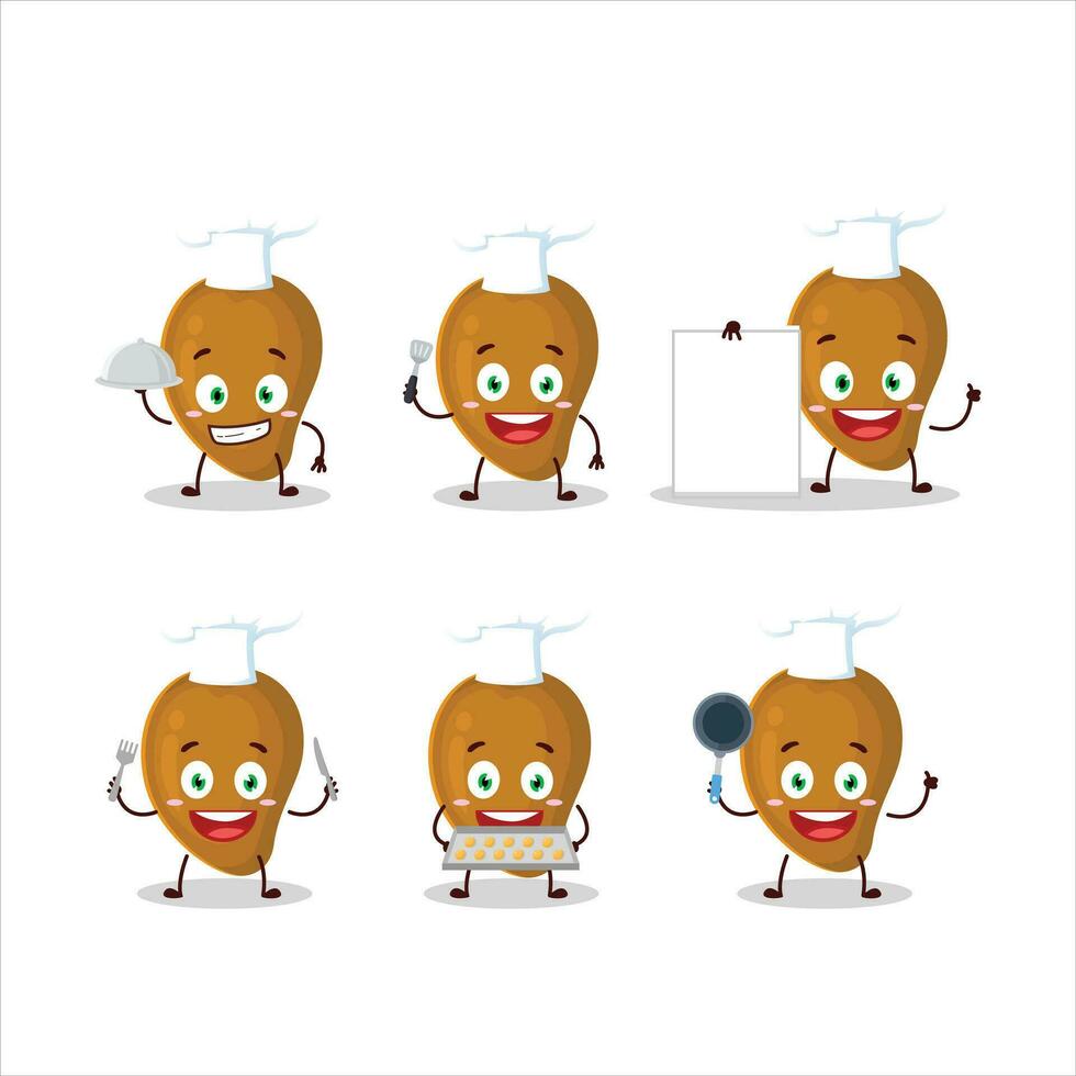 dibujos animados personaje de zapote con varios cocinero emoticones vector