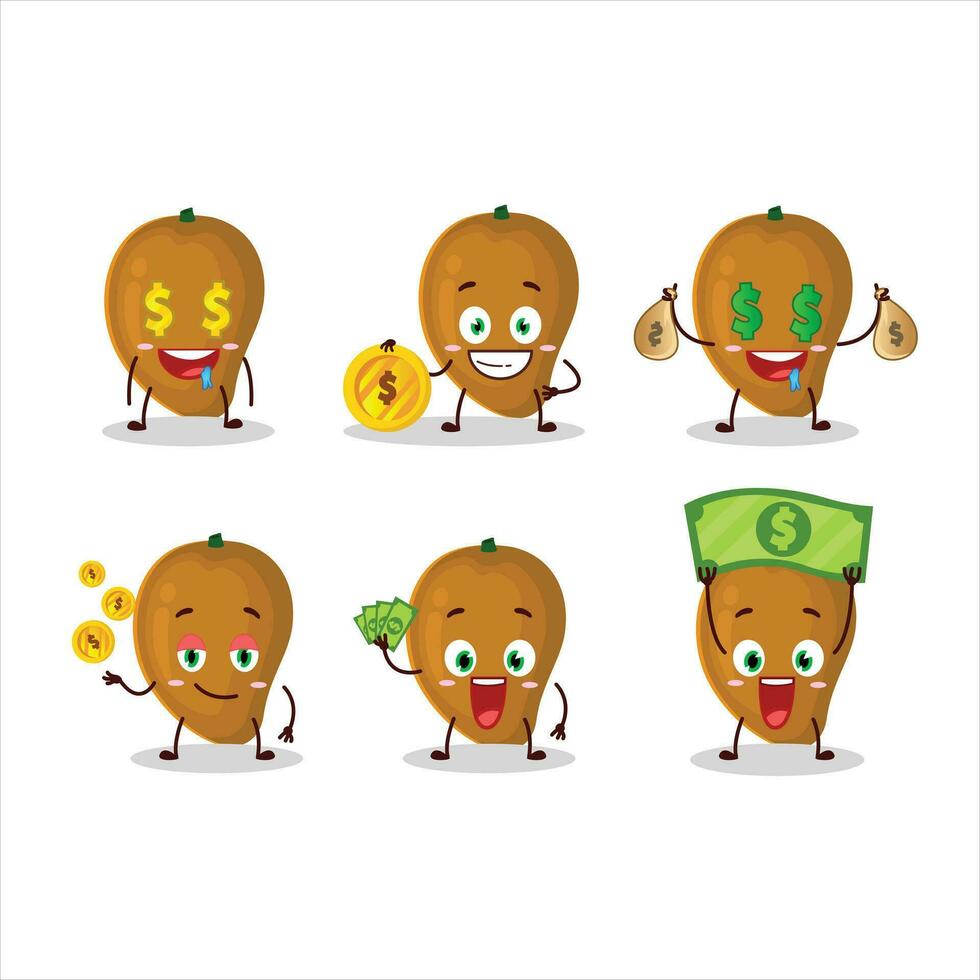 zapote dibujos animados personaje con linda emoticon traer dinero vector