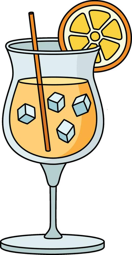 Orange Juice Cocktail Cartoon Colored Clipart vector